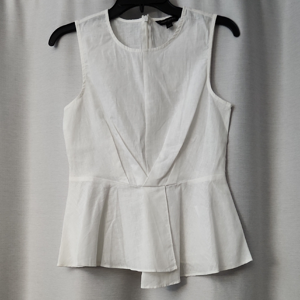 Banana Republic White Peplum Sleeveless Top